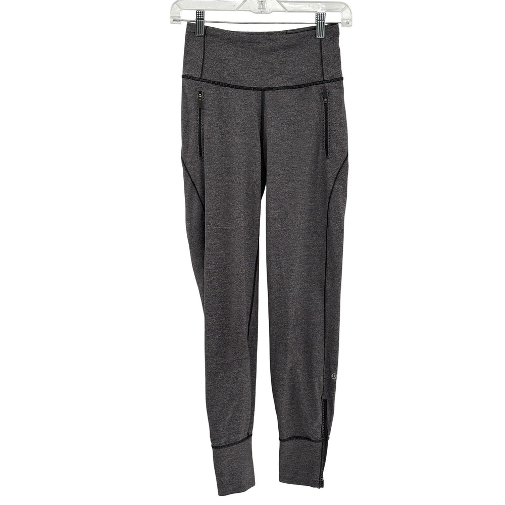 Lululemon Jogger Pants Fresh Track Women Size 2 Heather Gray Zip Ankle
